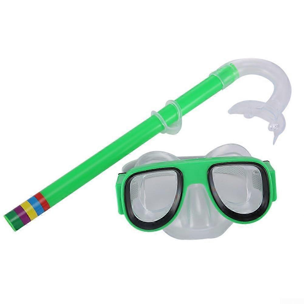 Kids Swim and Snorkel Set with Anti Fog Goggles for Diving and Snorkeling Activities, Green, Age 6-12