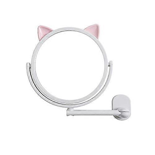Folding Makeup Mirror Wall Mount Vanity Mirror Without Drill Swivel Bathroom Mirror Suction Folding Arm Extend Shaving Mirrors (Color : Pink) (White)