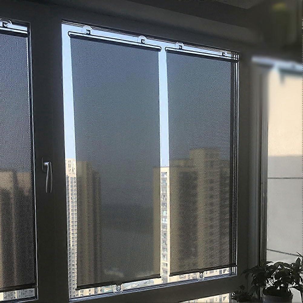 Office Window Sun Shade Roller Blind with Suction Cup, No Drill Retractable Design for Easy Use