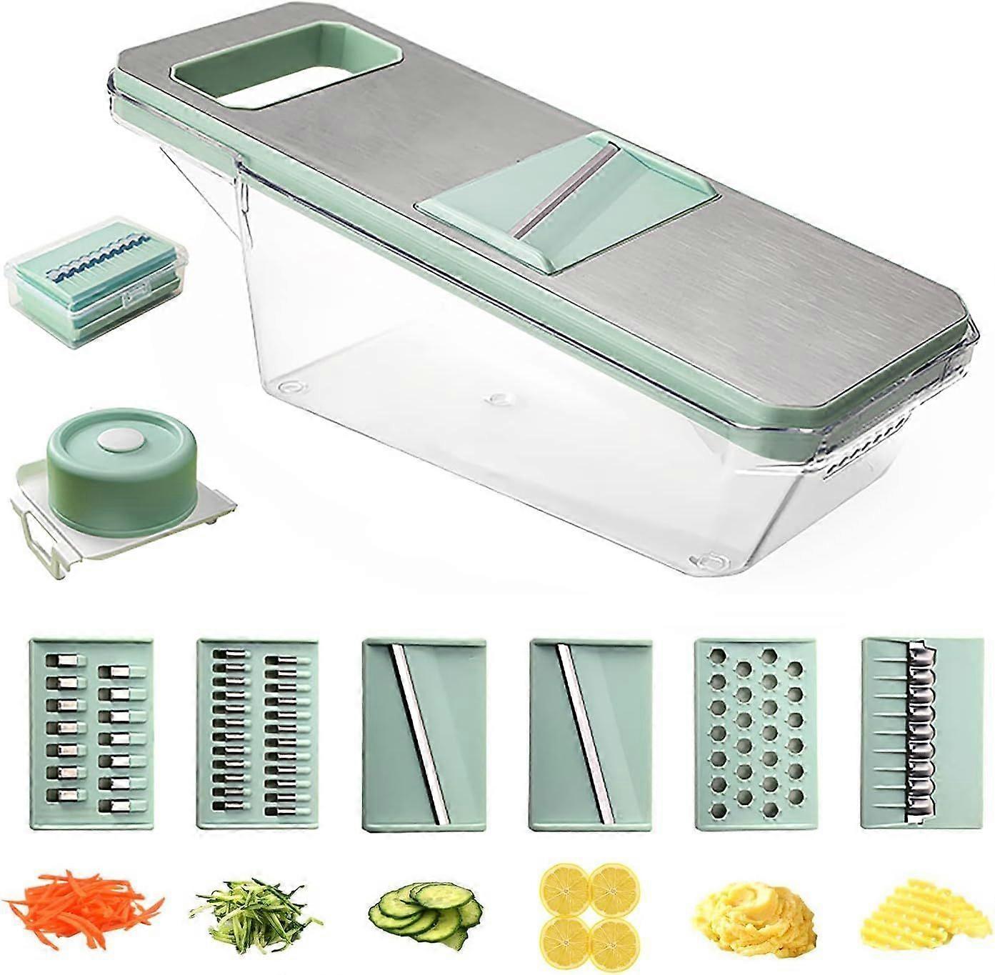 6 In 1 Vegetable Slicer Adjustable Mandoline Slicer Multi Blade Removable Slicer Vegetable Cutter Shredder Handheld Kitchen Gadget For Potatoe Cucumbe