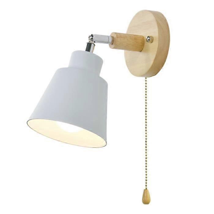 Nordic Wooden Wall Lamp Bedside Wall Light Sconce for Bedroom Hallway with Freely Zipper Switch