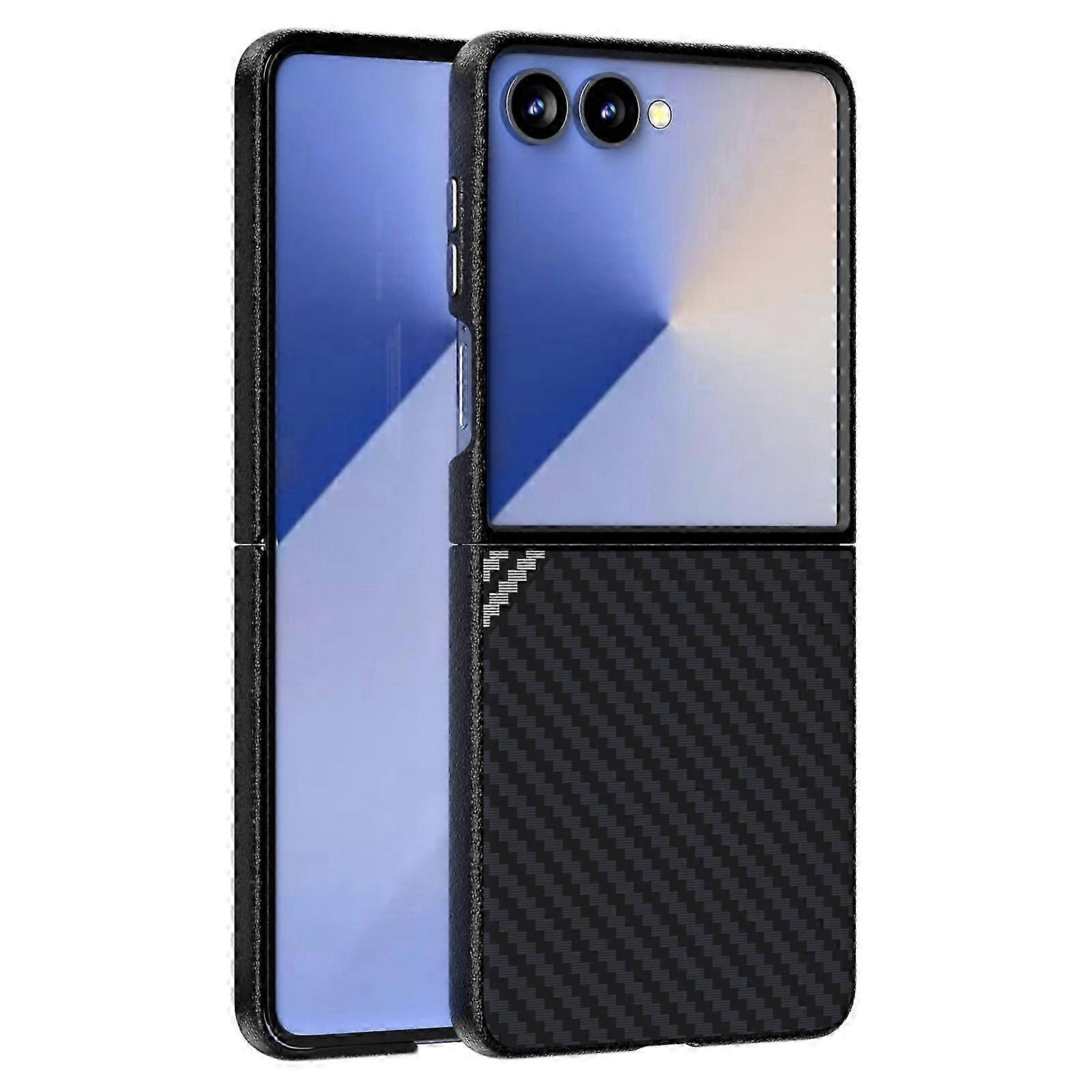 ABEEL Case Cover For Samsung Galaxy Z Flip7 5G a MagSafe Compatible Carbon Fiber Texture Back Cover in Black Silver