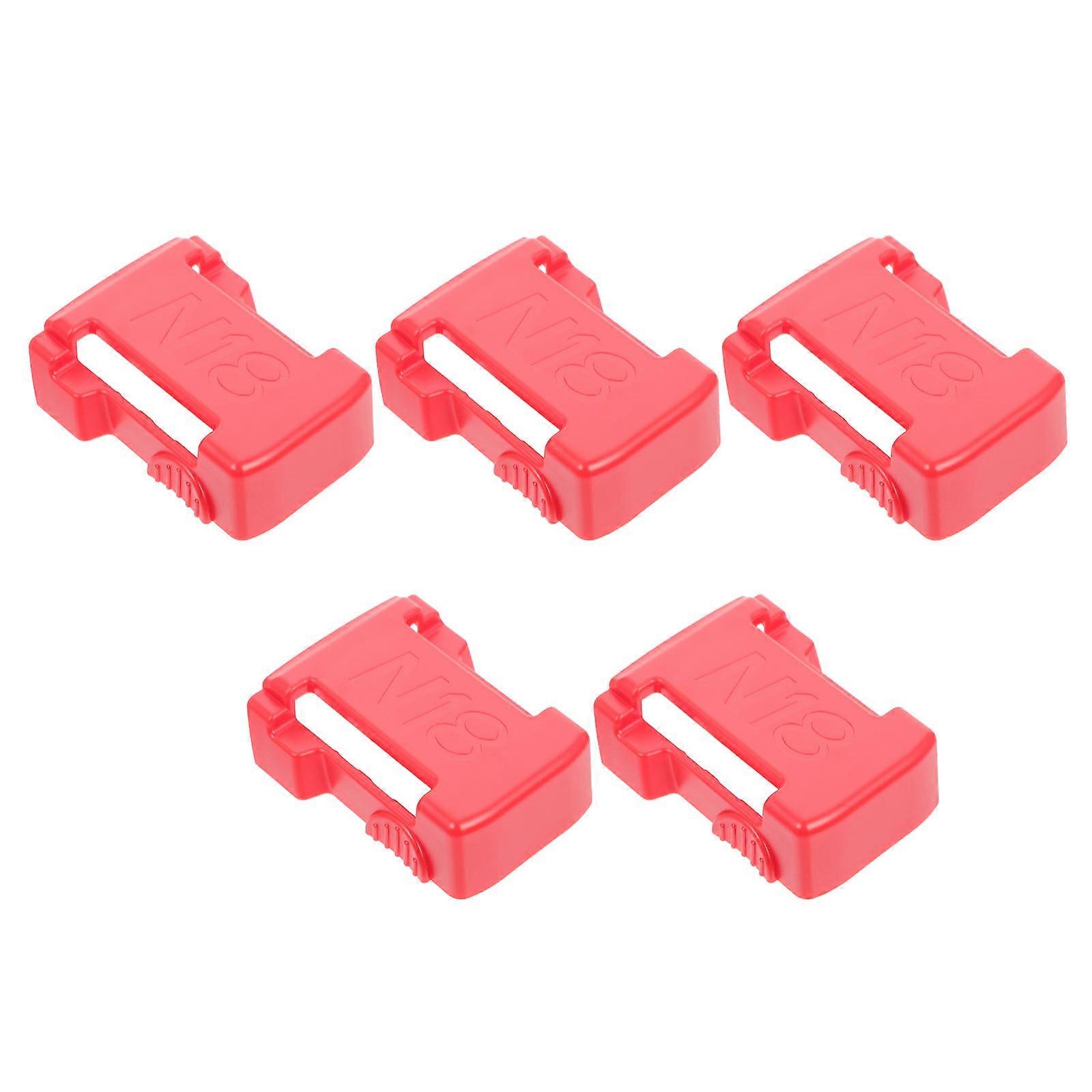 Red ABS Battery Mount Holders for Storage Use with Wall Desktop Installation 5pcs