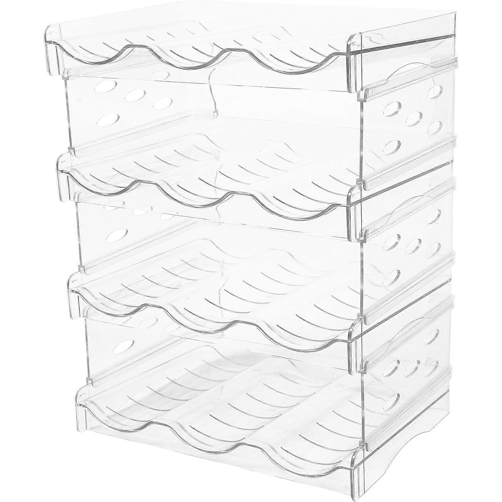 Water Bottle Organizer 4 layer Clear Stacking Storage Rack for Cabinet