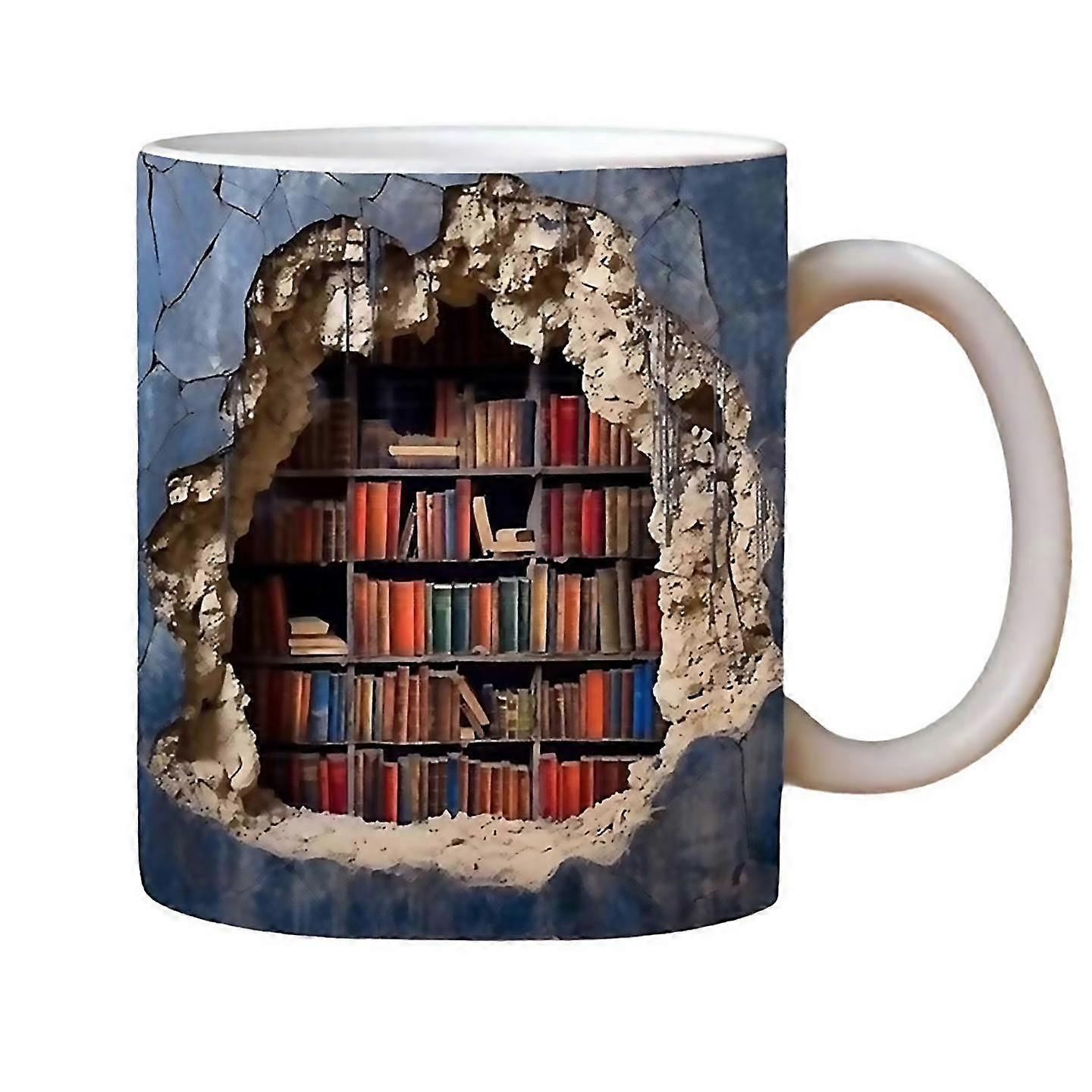 For 3d Bookshelf Mug A Library Shelf