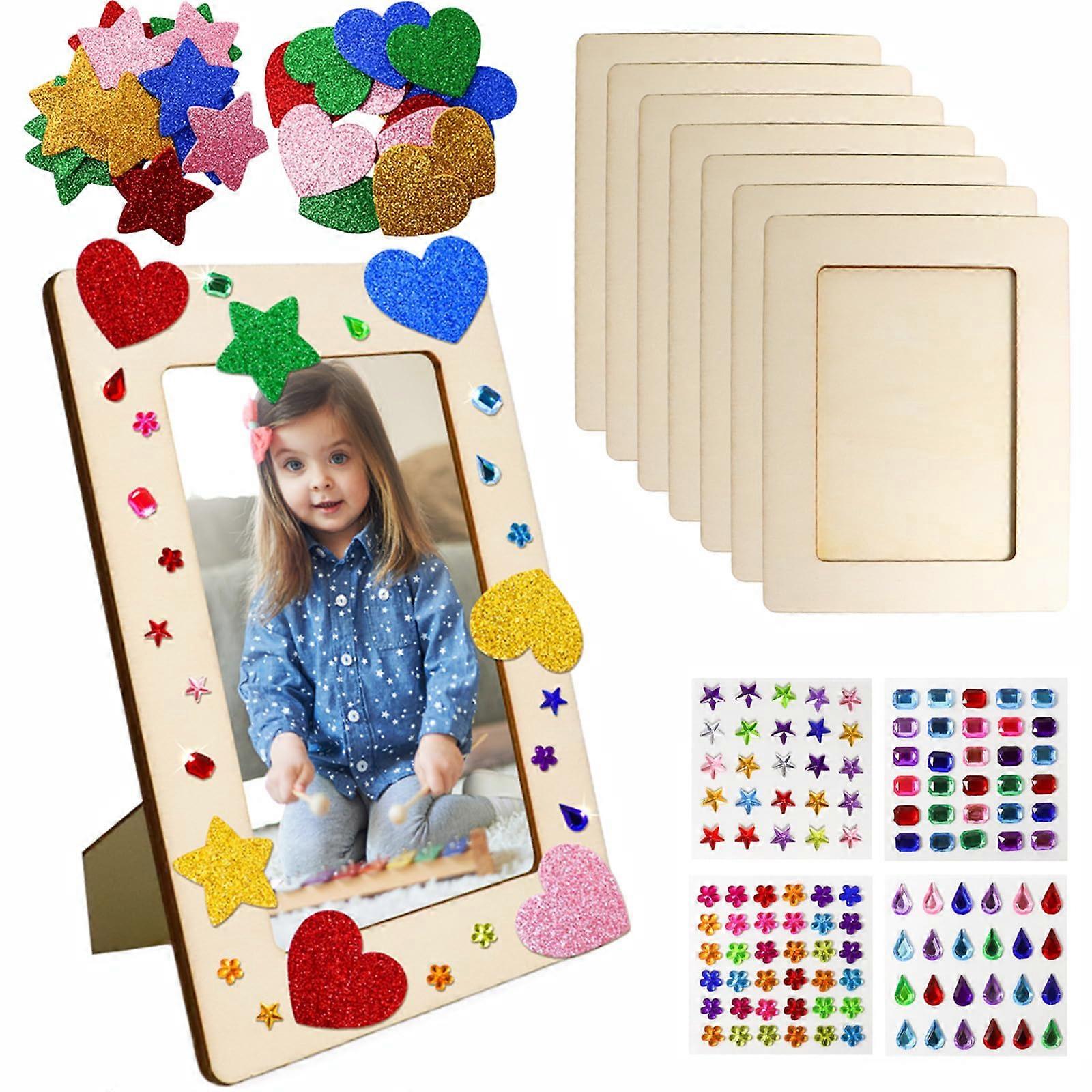 Picture Frame Painting Craft Kit - 8 Unfinished Wooden DIY Photo Frames Rectangular Shape for Crafts and Decorate