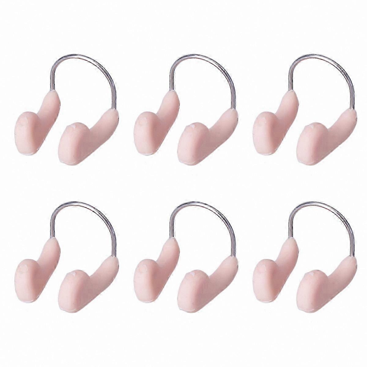Swimming Nose Clips for Pool Use, 6-Pack Skin Tone Anti-Choking Nose Clips for Swimmers
