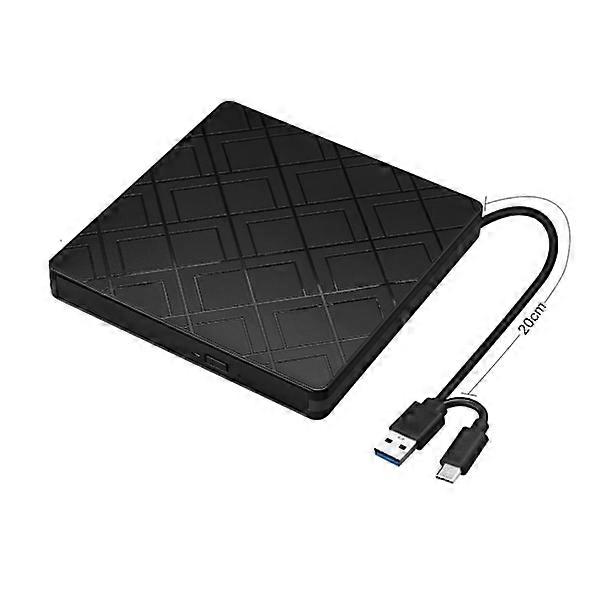 External CD/DVD Drive, Type-C USB 3.0 Portable CD-ROM/DVD-RW, High Speed Data Transfer (Black)