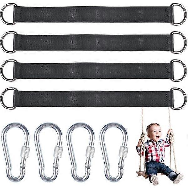 4 Pcs Tree Swing Hanging Straps Kit with 4 D-Rings for Garden/Swing/Tree Swing/Hammocks