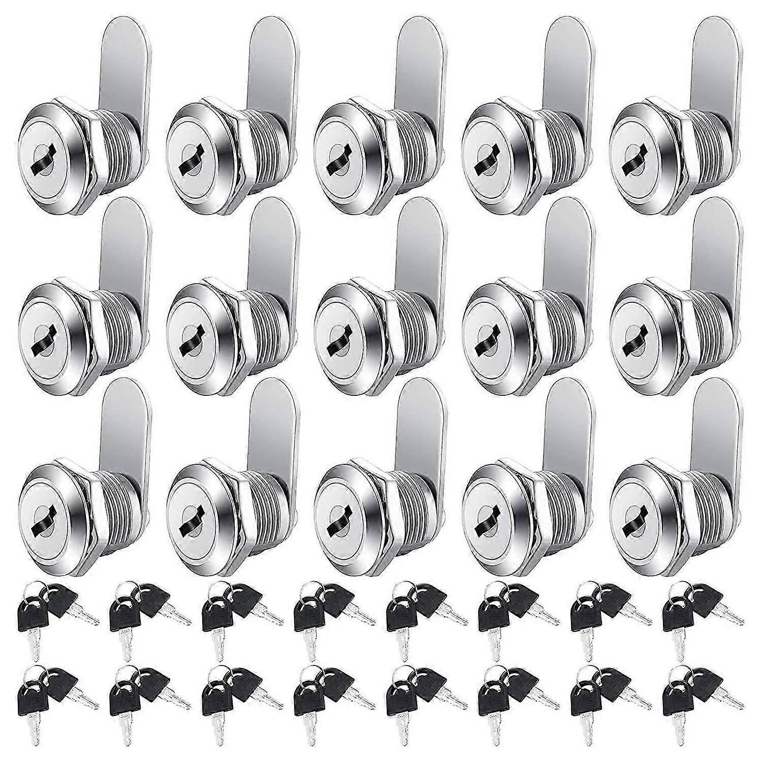 16 Pieces Cabinet Cam Lock Keyed Alike Cylinder Cam Lock 5/8 Inch Zinc Alloy Drawer Lock Secure File