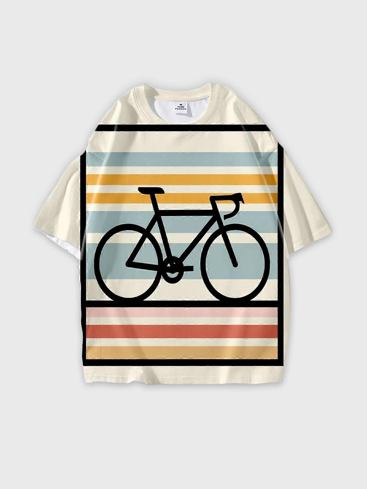 T-Shirt Round Neck, Loose Short Sleeve Pattern Graphic Tee, Unisex Summer Casual Top U1999