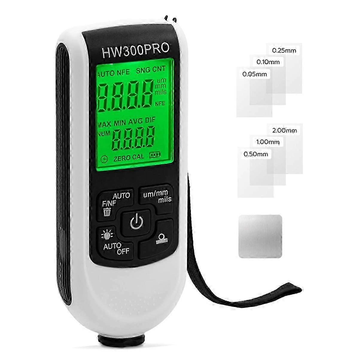 Paint Thickness Gauge Meter with 1μm Precision for Automotive Paint & Metal Plating, Range 0-2000μm