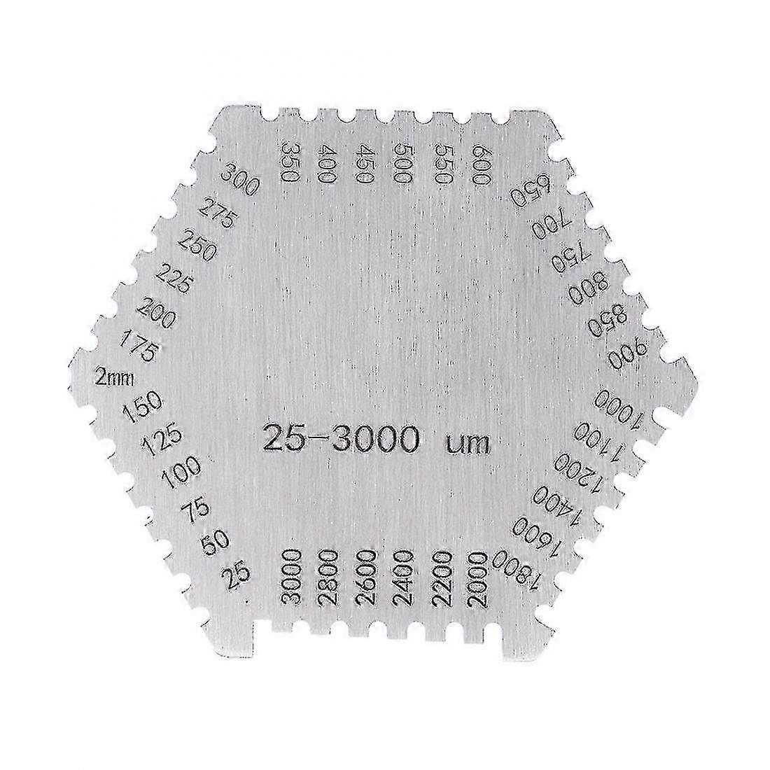 25-3000um High-precision Stainless Steel Gauge Hexagon Wet Film Comb Paint Wet Film Thickness Gauge