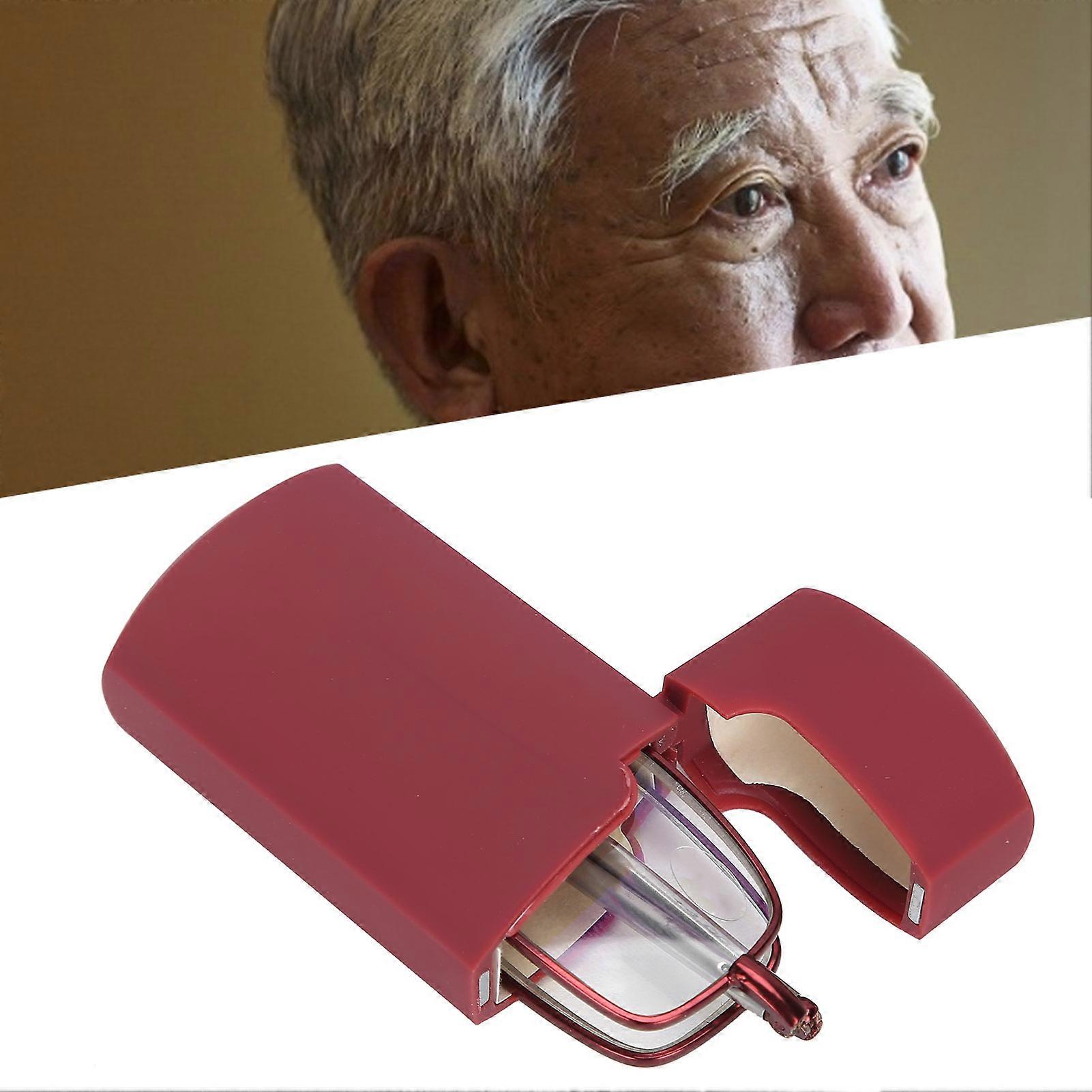 Foldable Red Stainless Steel Reading Glasses +3.50 Square Frame