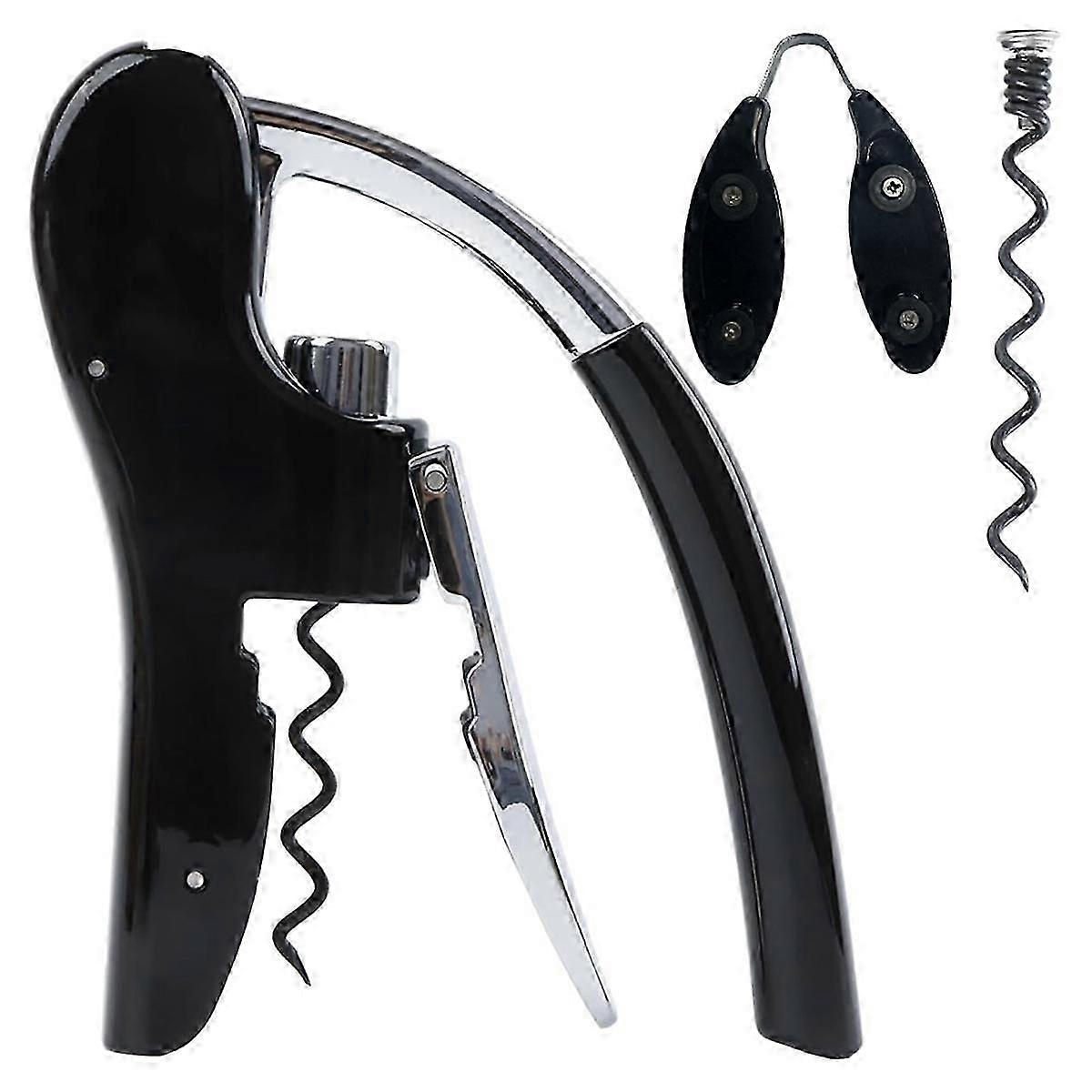 Stainless Steel Wine Bottle Opener, Vertical Lever Corkscrew with Built in Foil Cutter Design, Manu