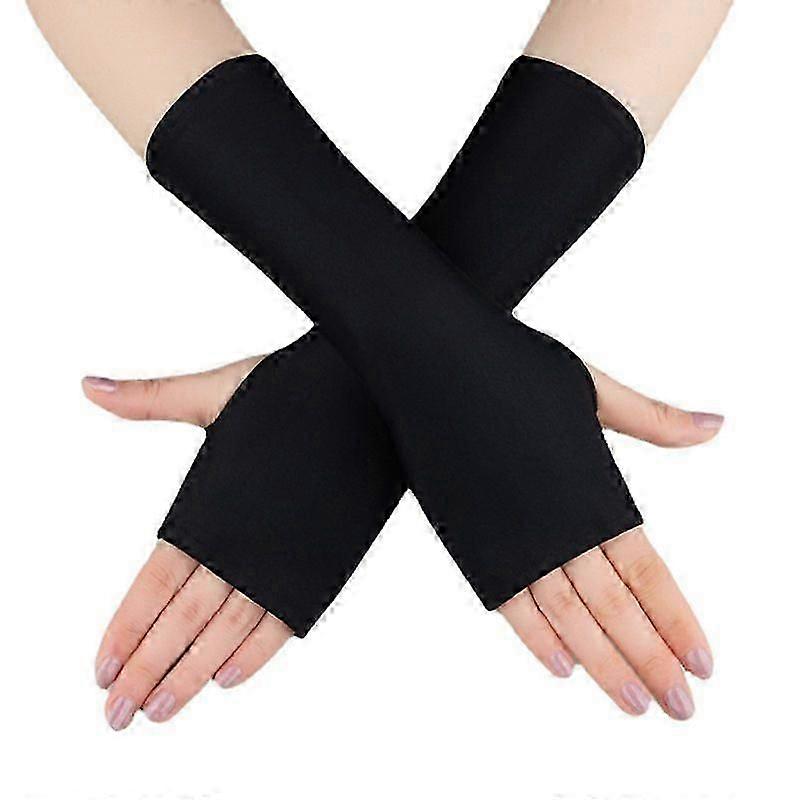 3-pair Uv Blocking Gloves - Fingerless Driving Gloves (beige/white/black)