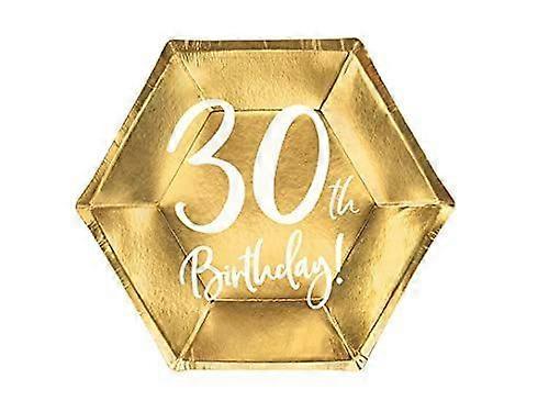 Gold 30th Birthday Party Paper Plates Partyware Tableware 20cm x 6
