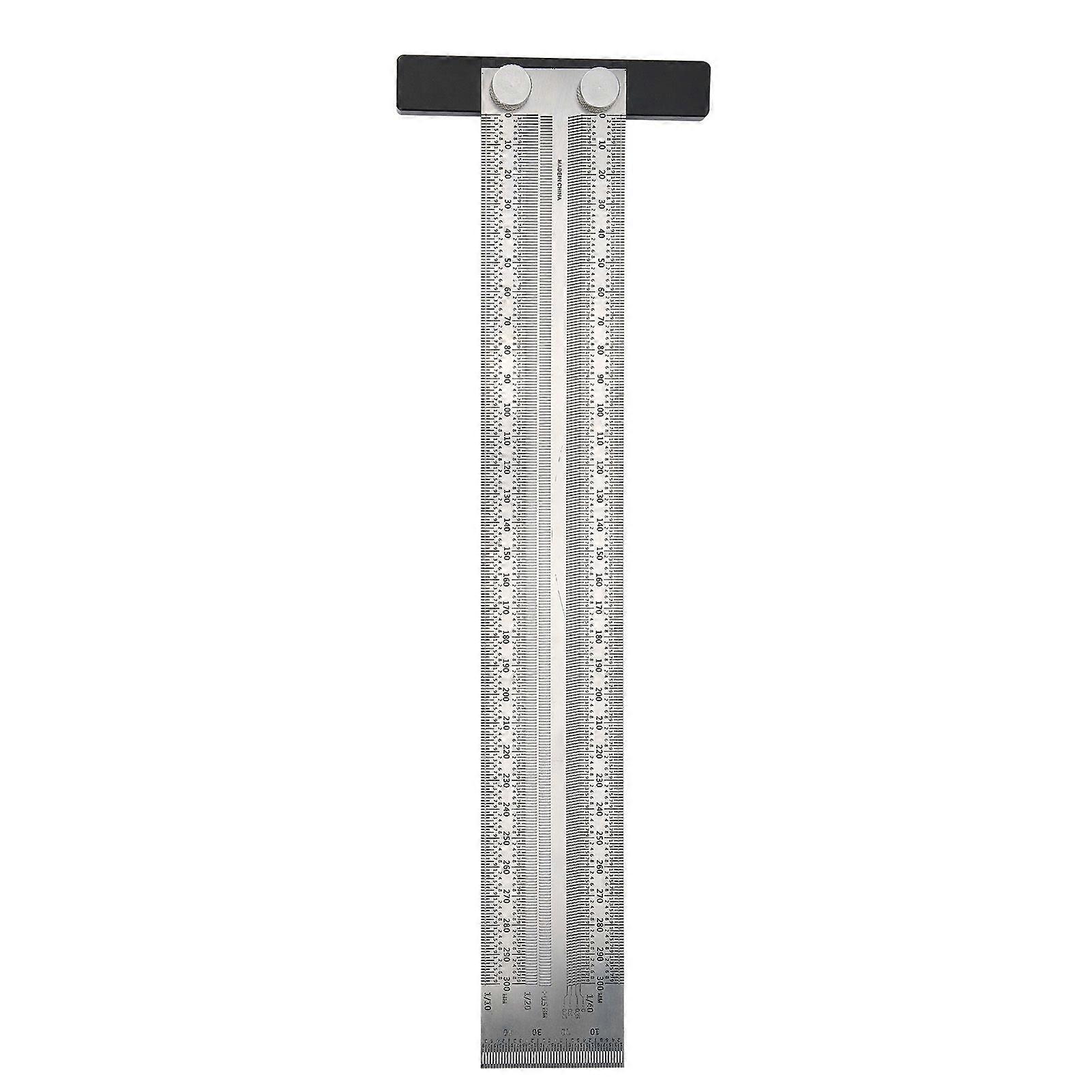 Hole Ruler Stainless Steel Line T Type Scale TRule Tool Measuring Industrial Supplies 300mm