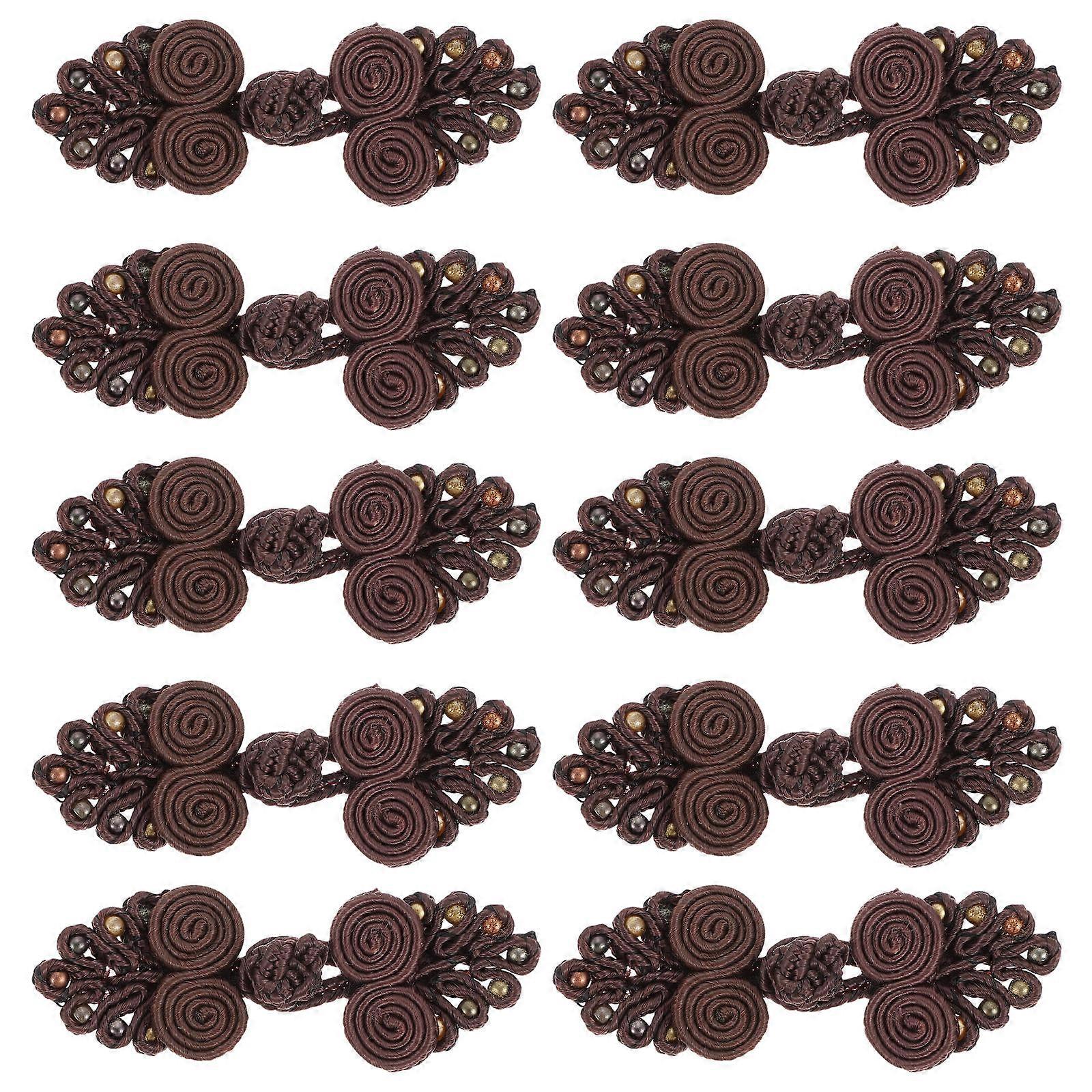 Cheongsam Buttons Chinese Closure Buttons for Decor 10Pcs Coffee Color