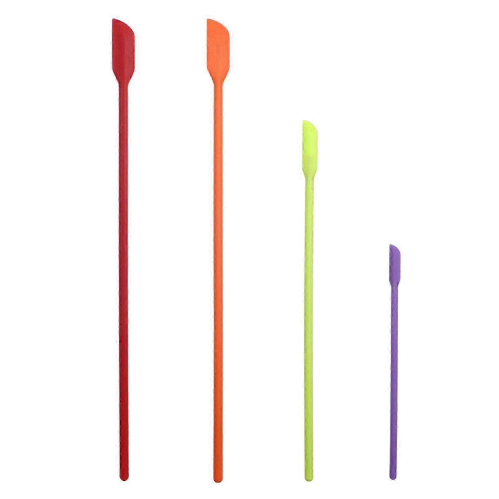 4Pcs/Set Silicone Spatula Soft Flexible Portable Long Handle Small Scraper Kitchen Gadget