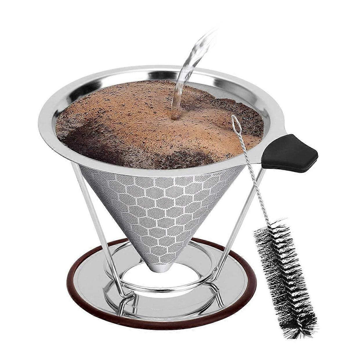 Pour Over Coffee Dripper, Stainless Steel Filter