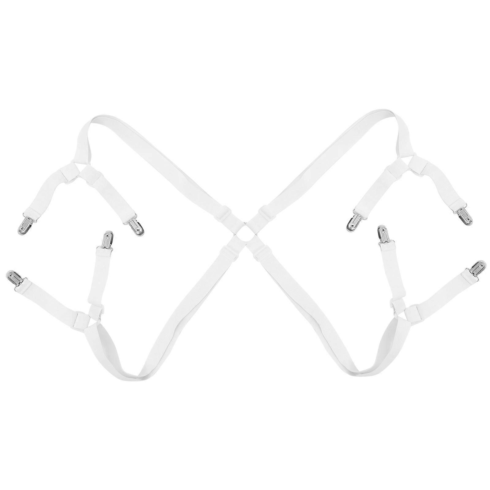 Sheet Clamps Bed Sheet Tie Down Band Bedding Accessories Daily Use White Color Metal Chinlon 1Pcs