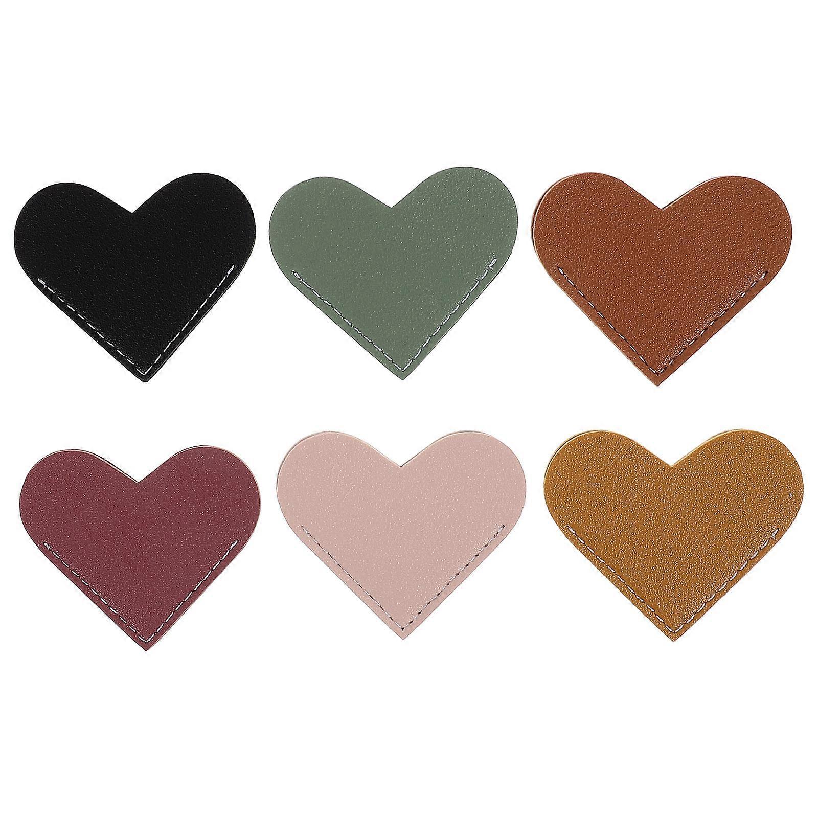 Mini Heart-Shaped Bookmarks 6Pcs Hand-Stitched Book Protectors For Students Great For Reading