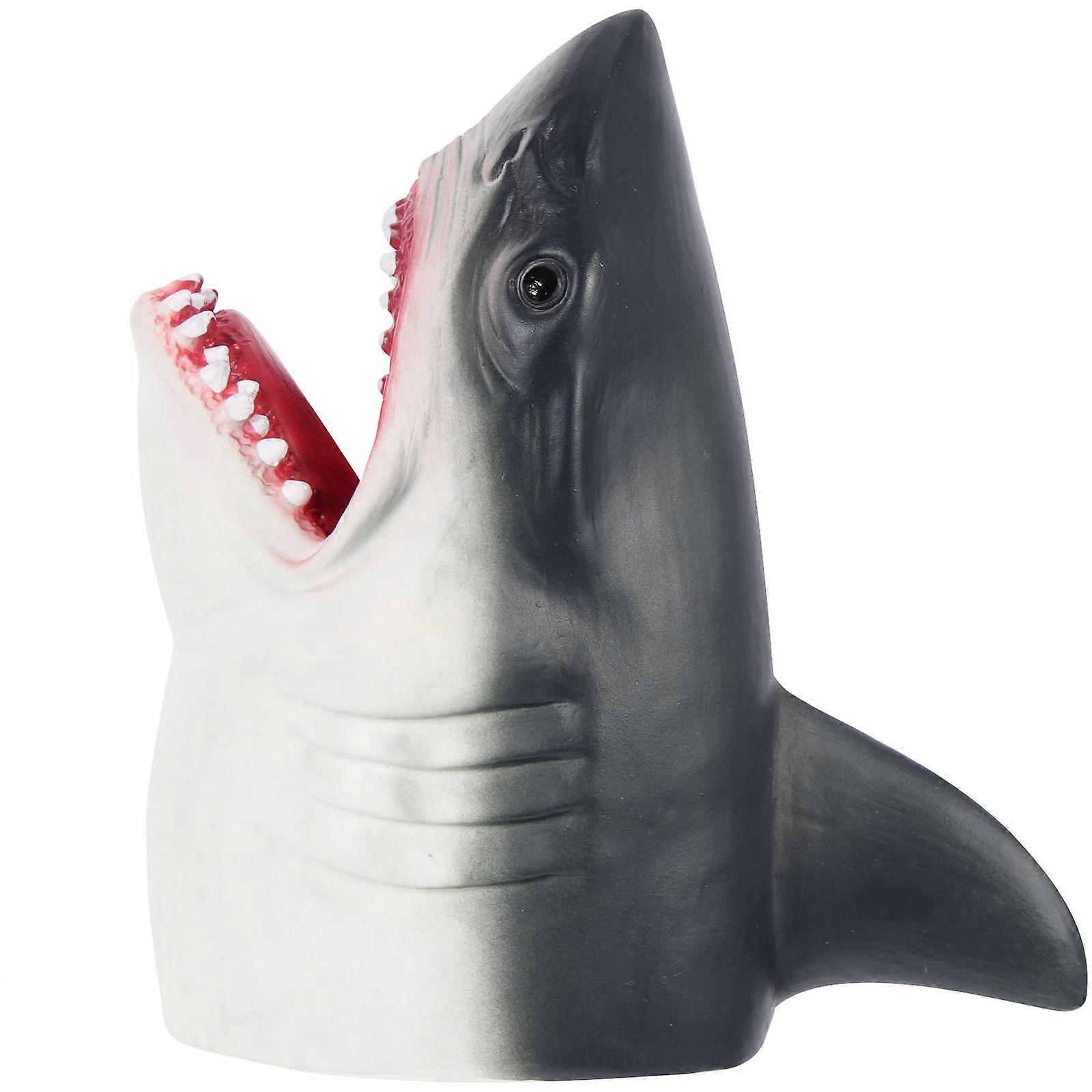 Shark Hand Puppet Animal Shaped Toy for Interactive Play Black Vinyl