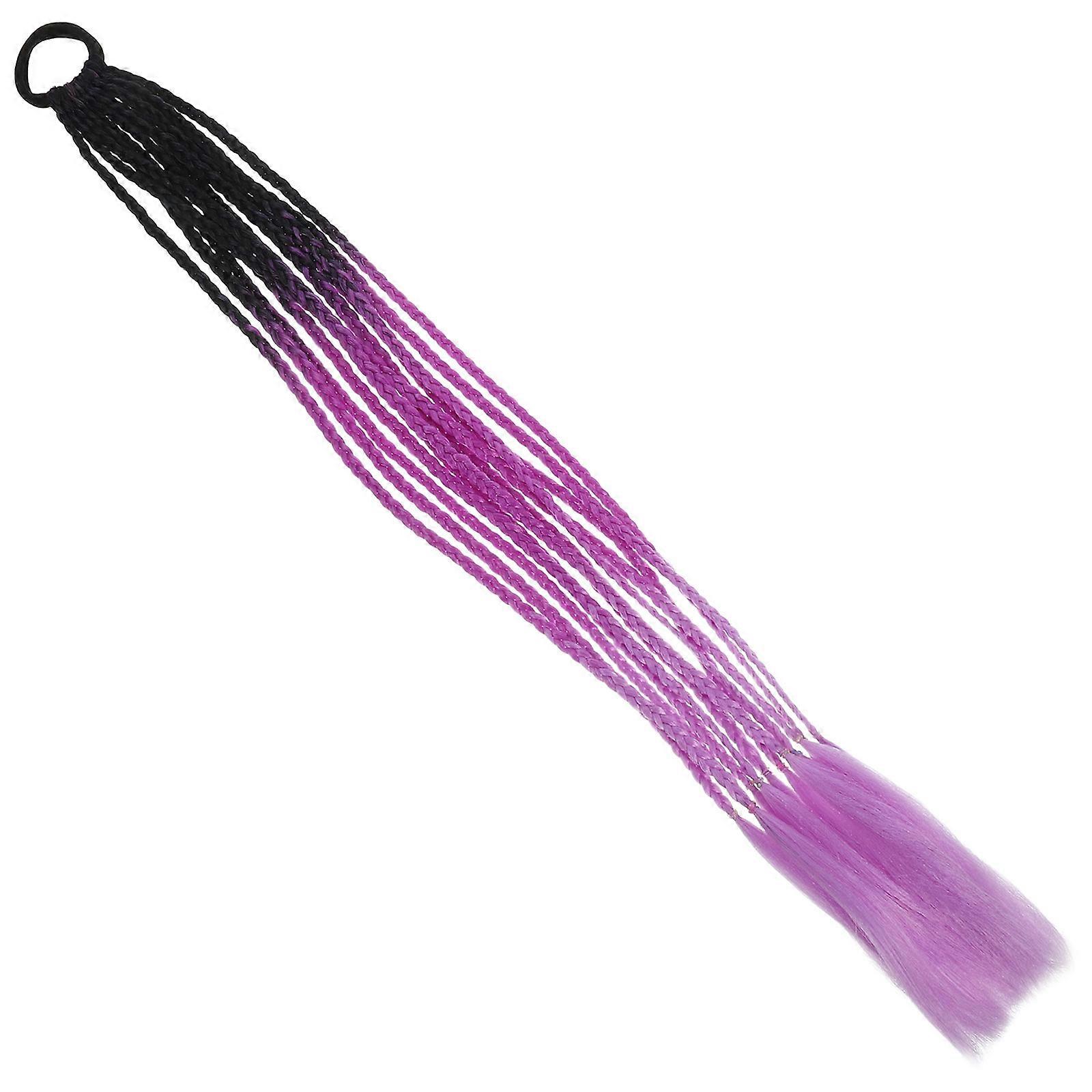 Violet Hairpiece for Decoration 3Pcs Gradient Color Ponytail Braid