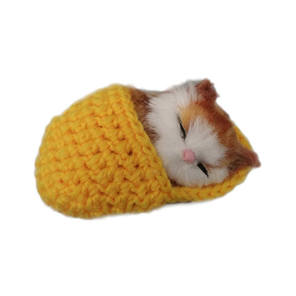 Mini Kitten in Shoe Toy for Playing 2Pcs Meows Sounds Sleeping Cat Yellow