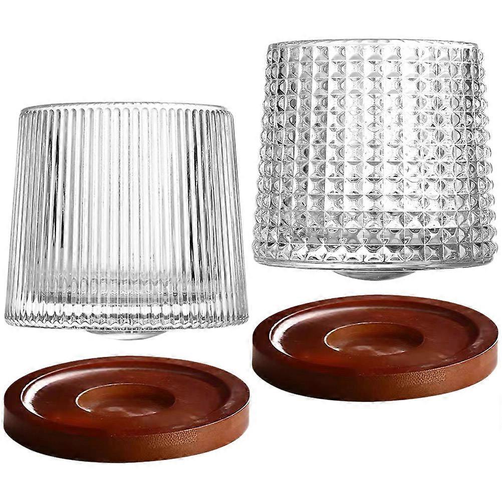 Drinkware Set Bar Use Creative Drinking Cup Wood Storage 2Sets