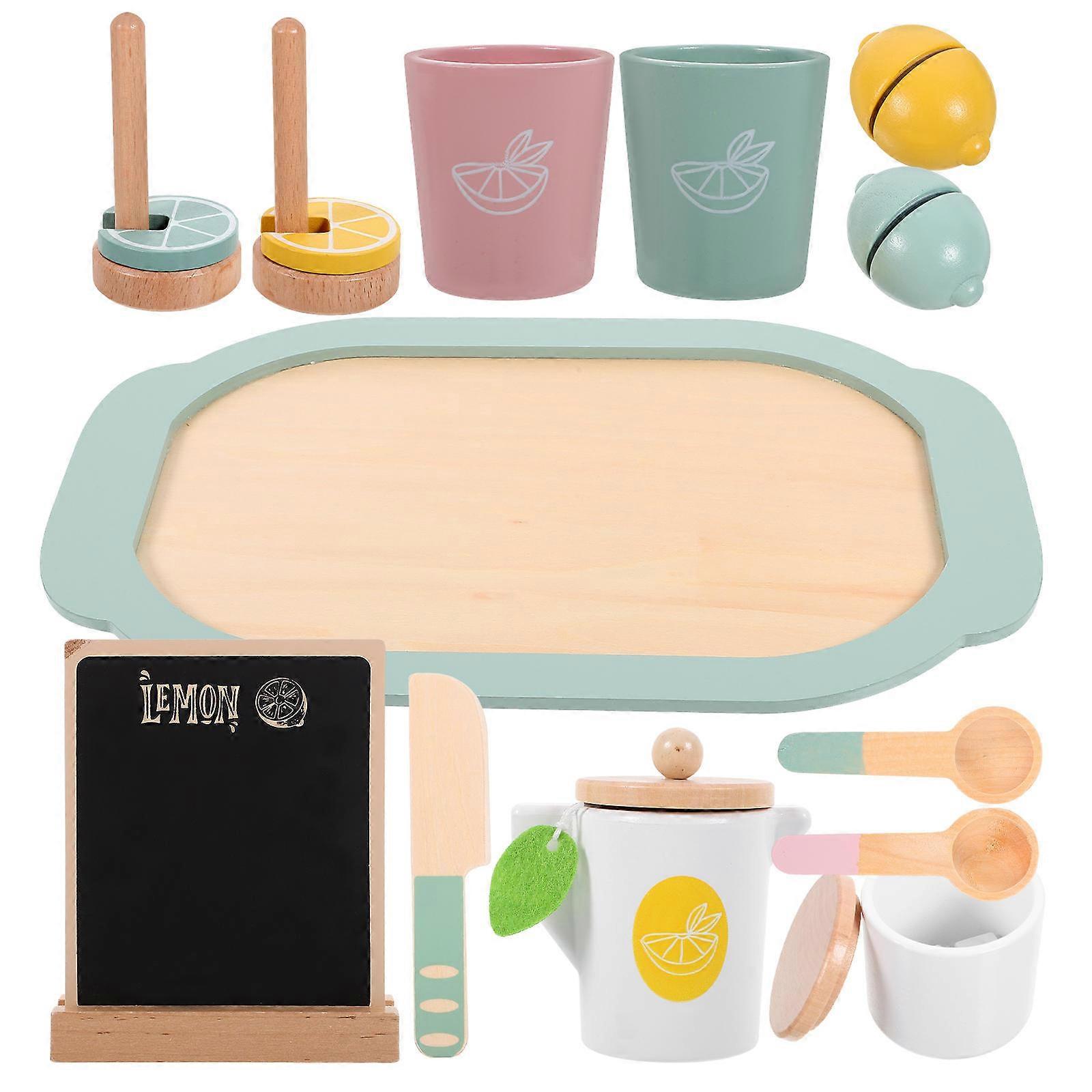 Wooden Tea Playthings for Kids Playing 1Set Simulation Lemon Tea Toy Assorted Color