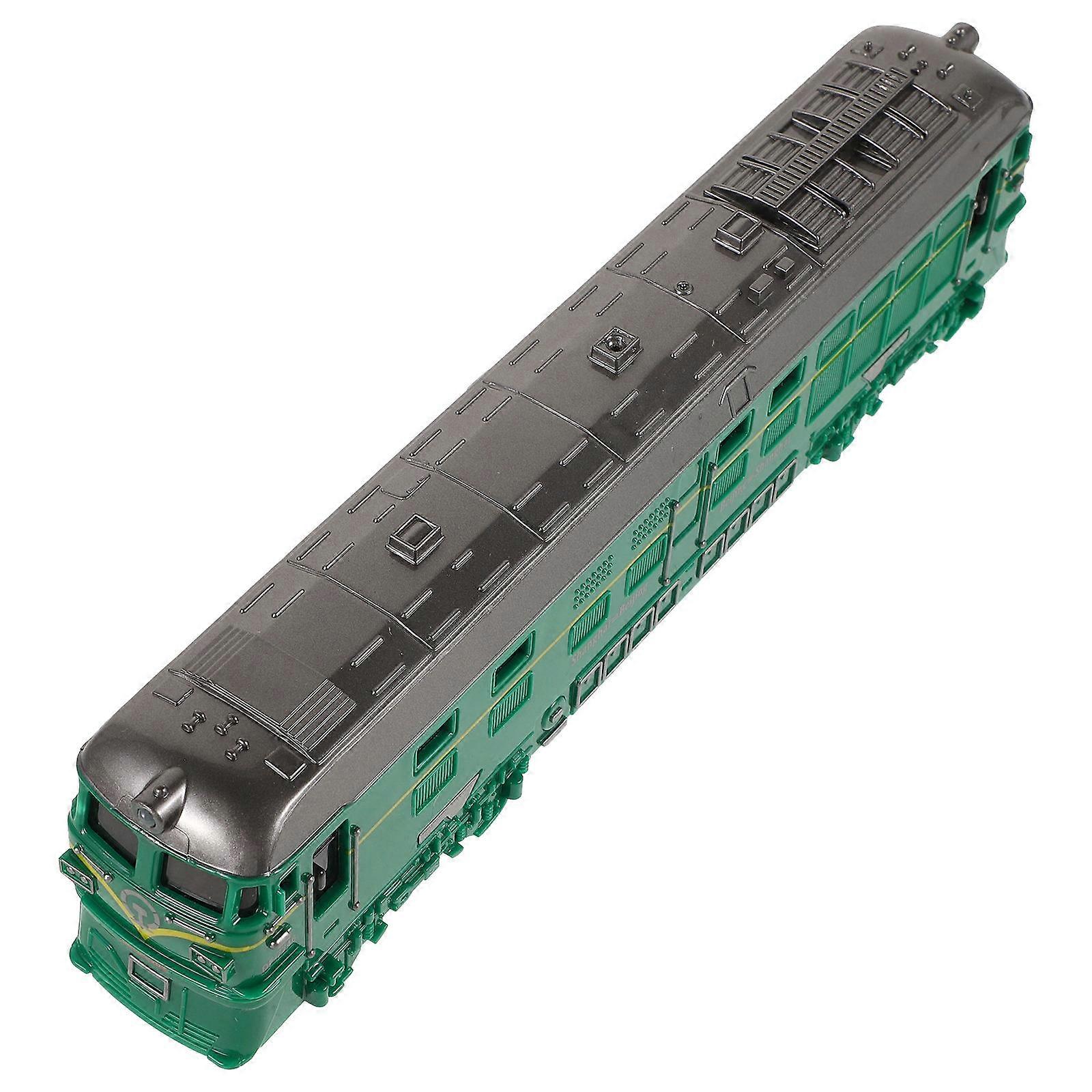 Mini Plastic Train Model Toy with Light Sound Effects for Children in Retro Green Design Made of Abs 1Set
