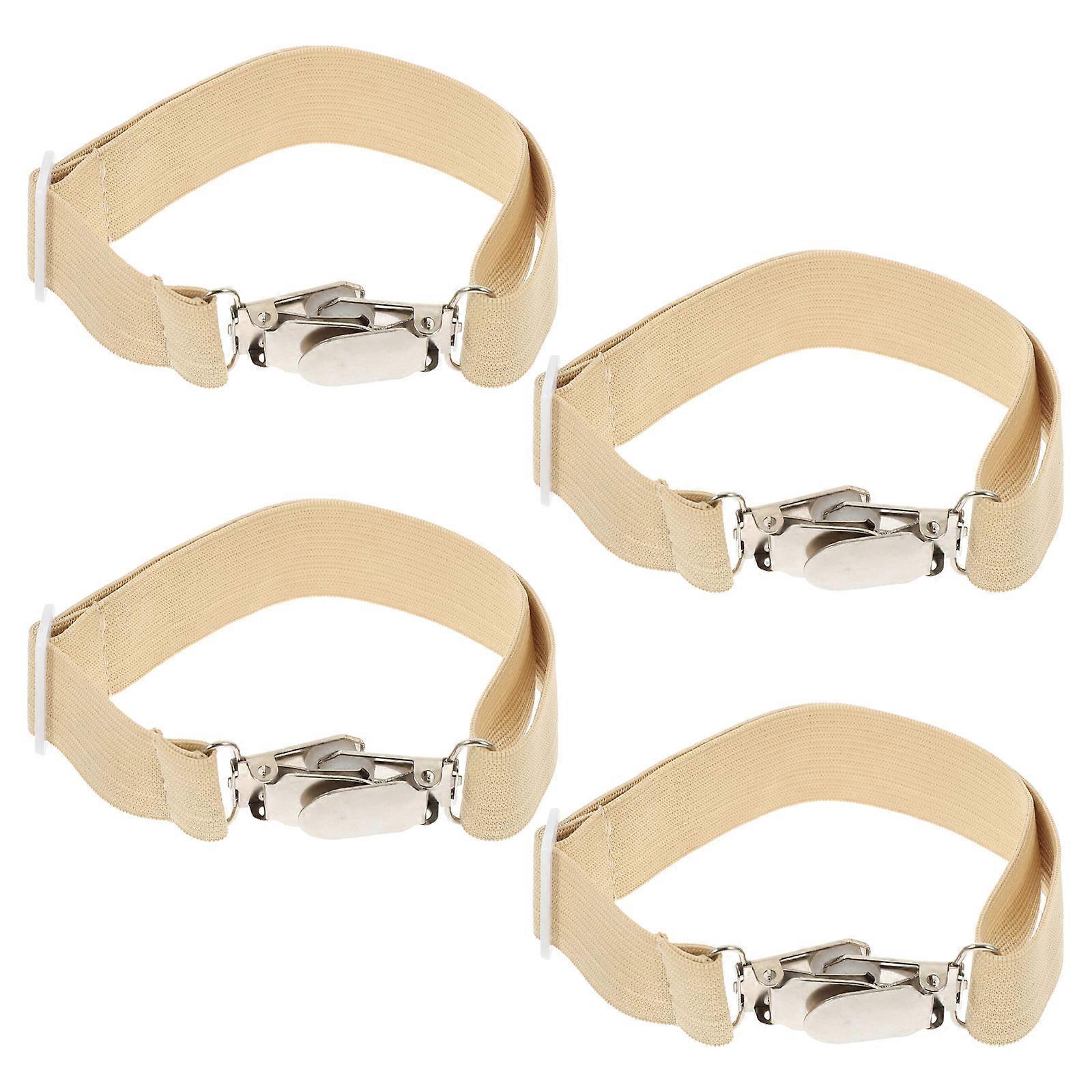 Khaki Elastic Bed Sheet Straps Clips Adjustable Fitted Fasteners 8Pcs