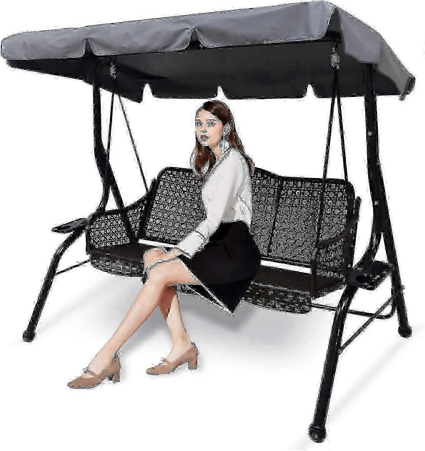 غطاء مظلة أرجوحة للحديقة ب 3 مقاعد - قماش مقاوم للأشعة فوق البنفسجية ومقاوم للماء (164 × 110 سم) - غطاء ظل بديل لحماية مقعد أرجوحة الفناء