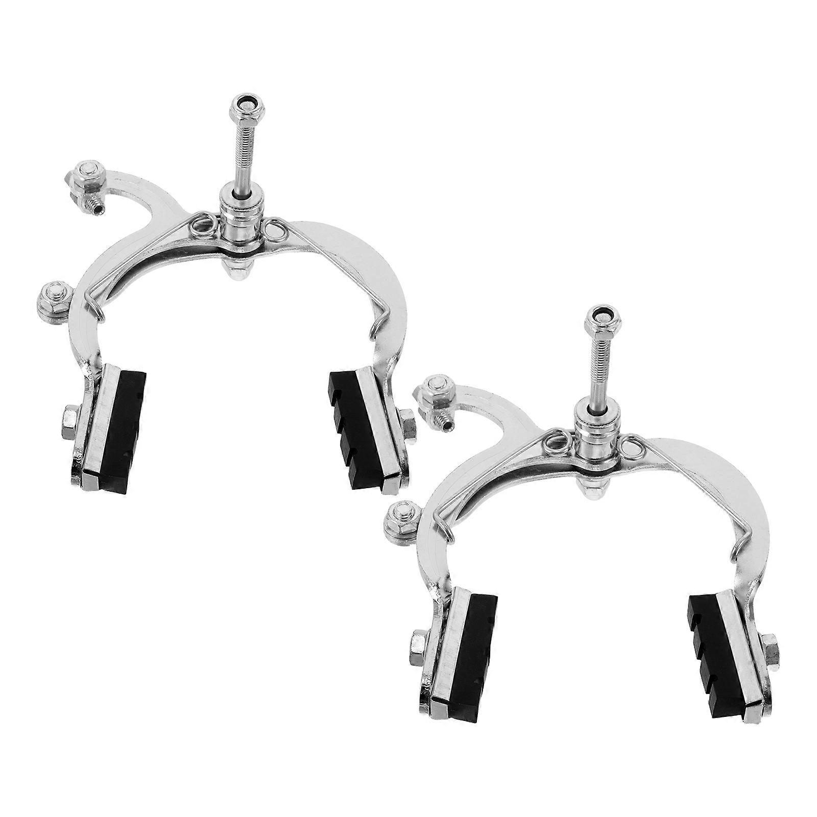 2Pcs Brake Calipers Long Arm Bicycle Rim Brake Sets For Daily Commutes Cyclists Silver Precise Braking For Enhanced Grip