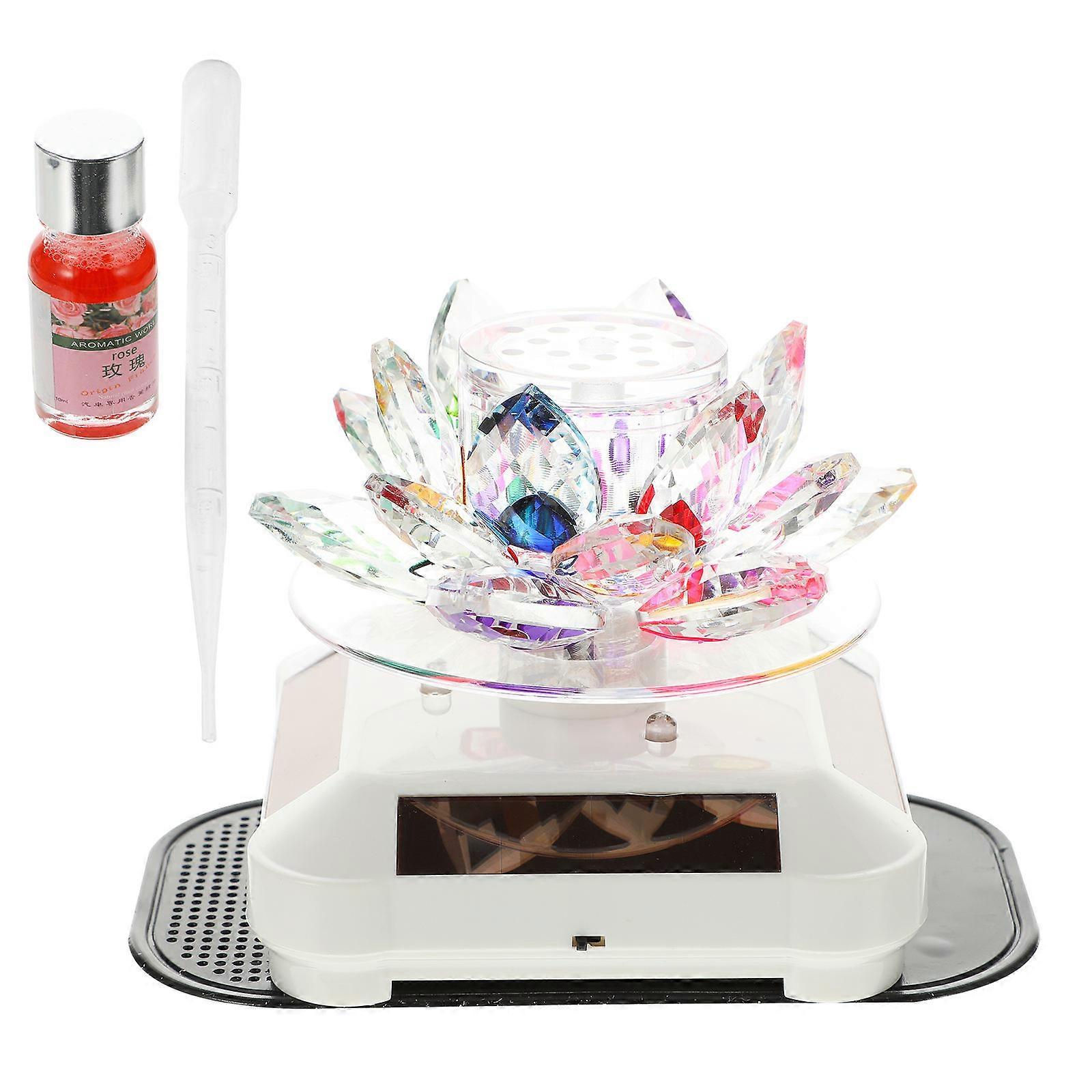 Car Interior Aromatherapy Solar Power Rotating Lotus Ornament 2Pcs