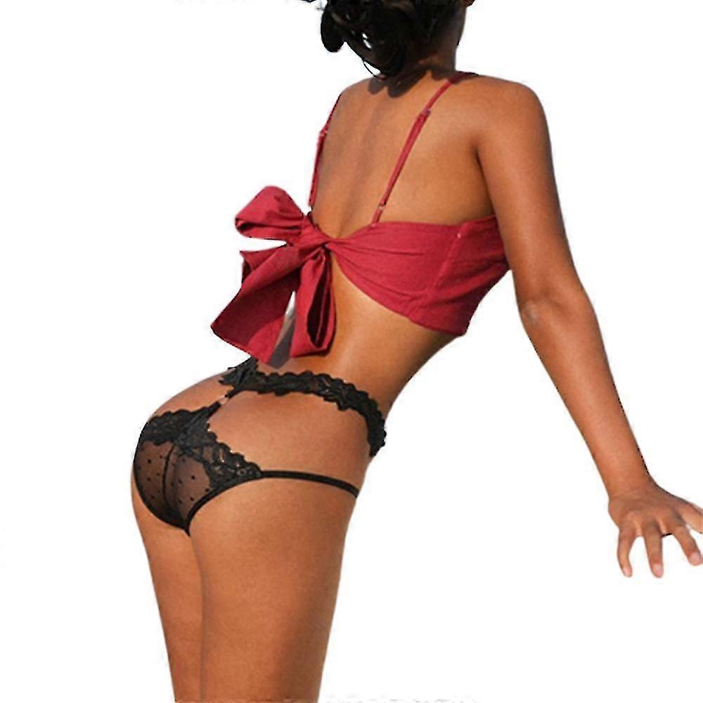 Damen Spitze Durchsichtige Strings Niedrige Taille Unterhosen Höschen Unterwäsche Dessous
