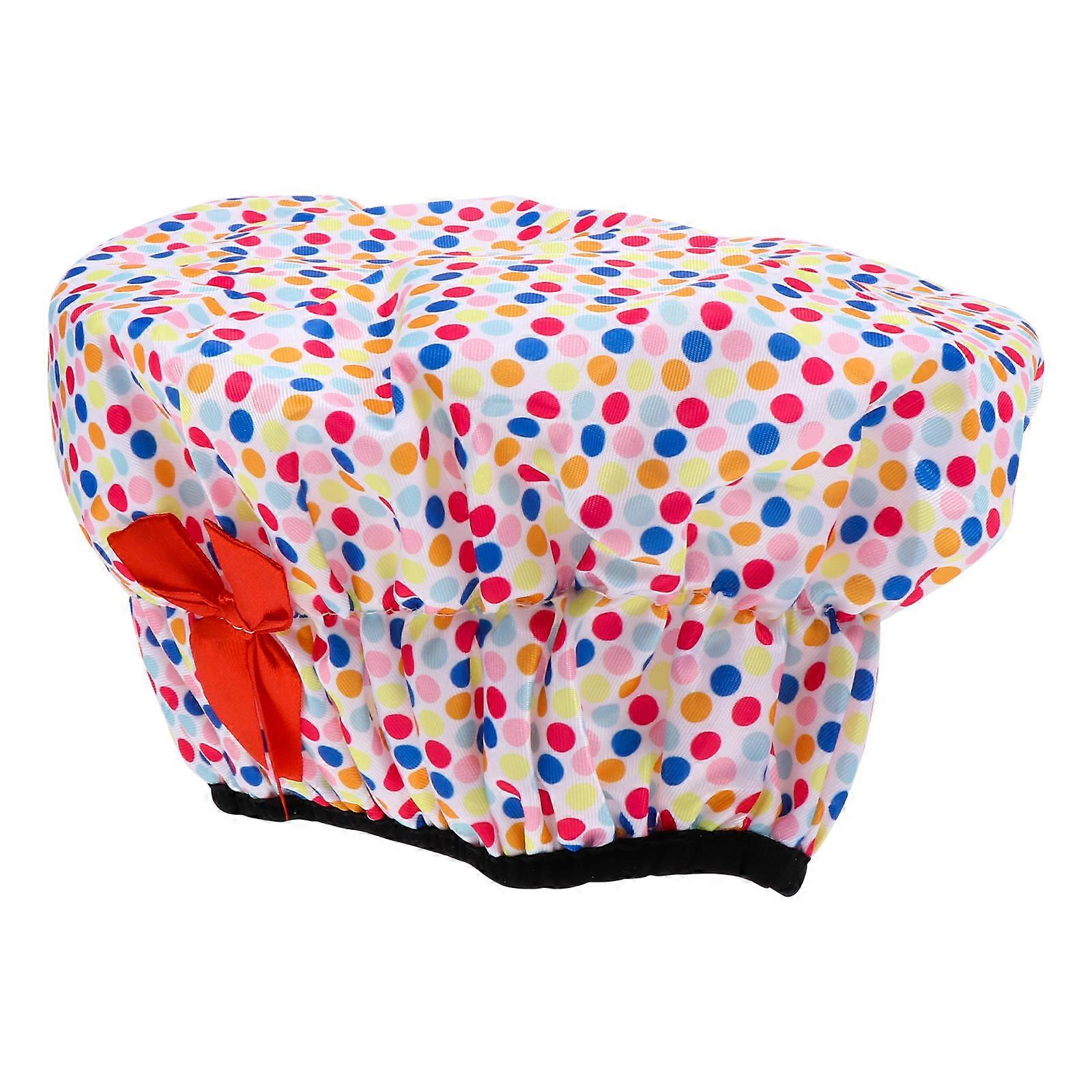 Double Layer Bathing Hat Bowknot Waterproof 24x19cm Makeup Use Comfortable Protection 2Pcs