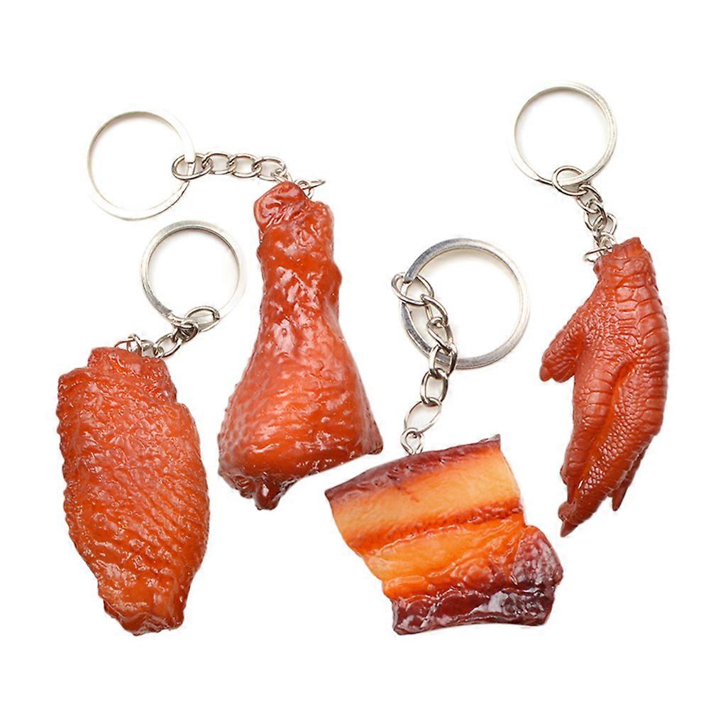 Simulation Chicken Keychain Chicken Feet Shape PVC Key Ring For Any Occasion 4Pcs
