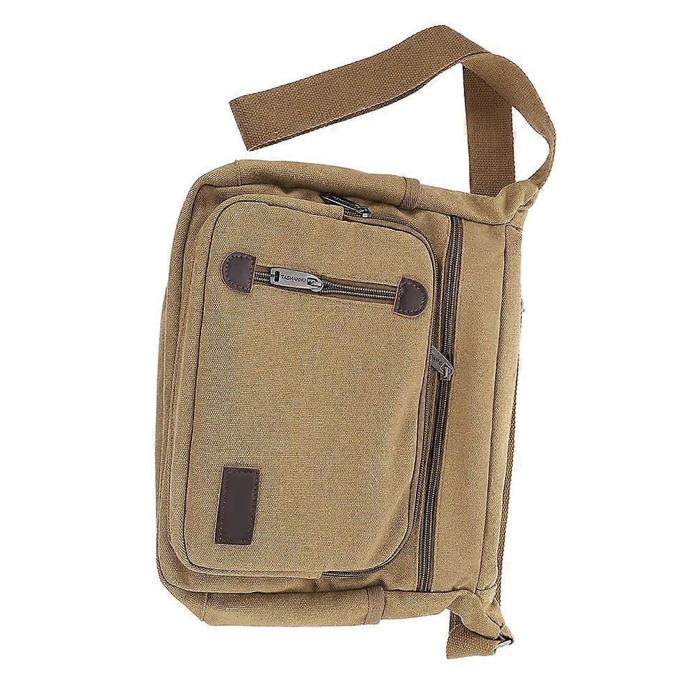 Messenger Bag Canvas Shoulder Satchel for Men Travel Khaki