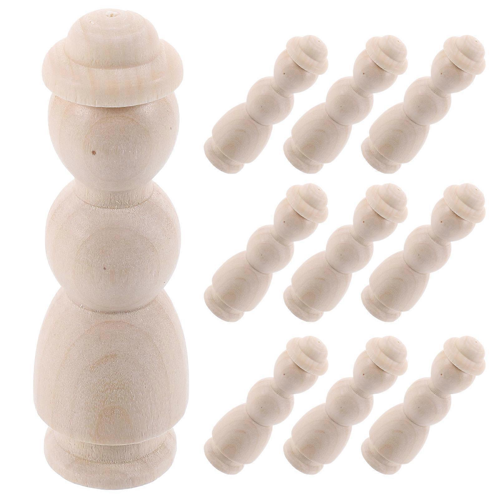10Pcs Educational Toy Wood Peg Dolls Featuring Peg Shape For DIY Activities With Blank Surface