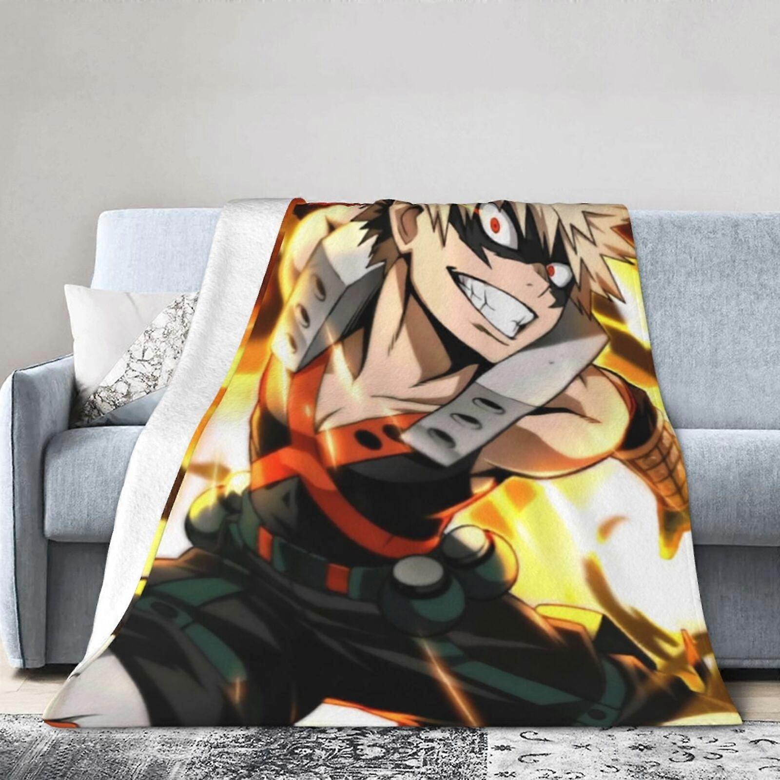 Koc hotelowy My Hero Academia, koc z anime na łóżko, koc na sofę, ultramiękki koc polarowy do sypialni i salonu, 60 x 50 cali
