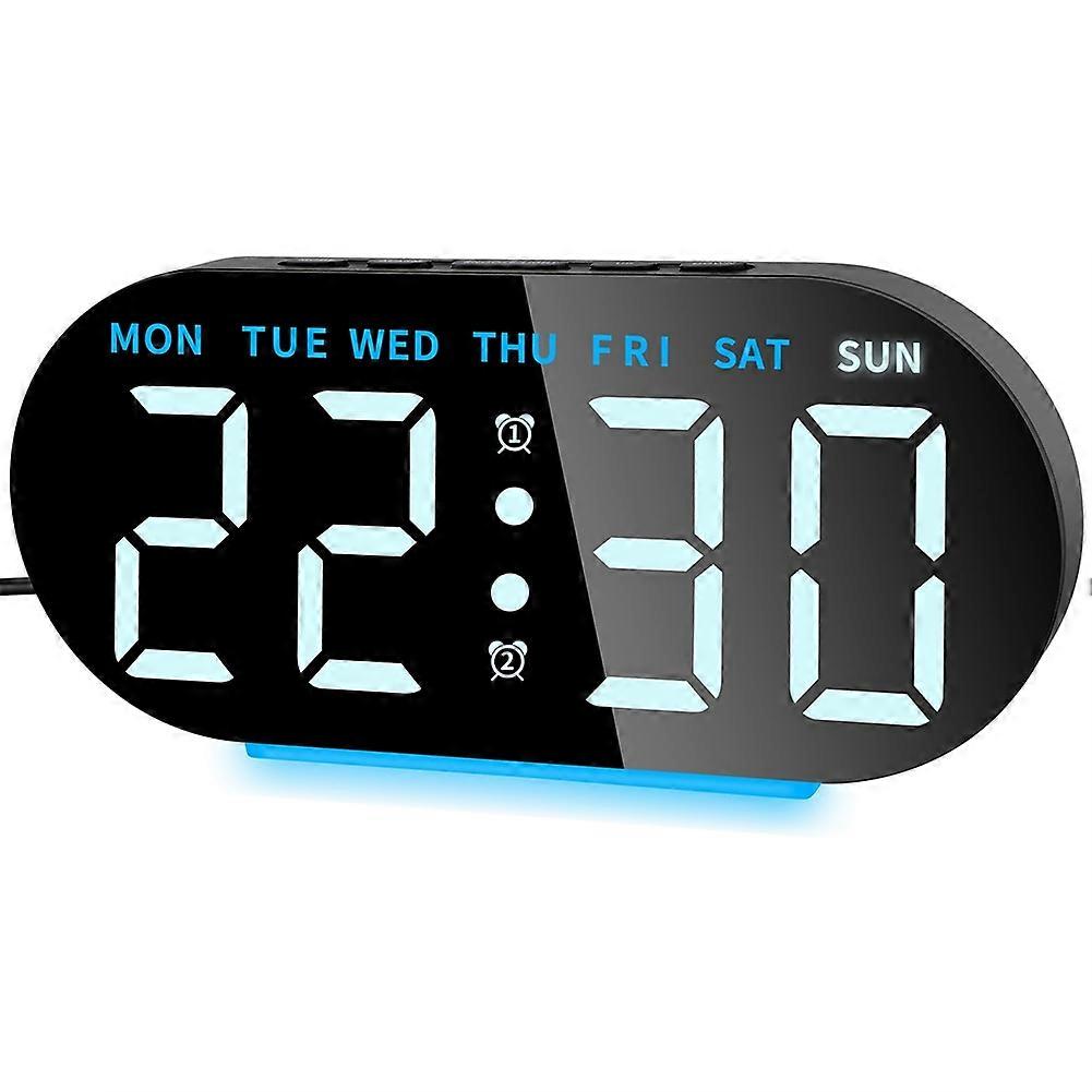 Alarm Clock Digital Radio-Controlled Clock with LED Display,Digital Alarm Clock,Night Light,Snooze,Table Clock Blue
