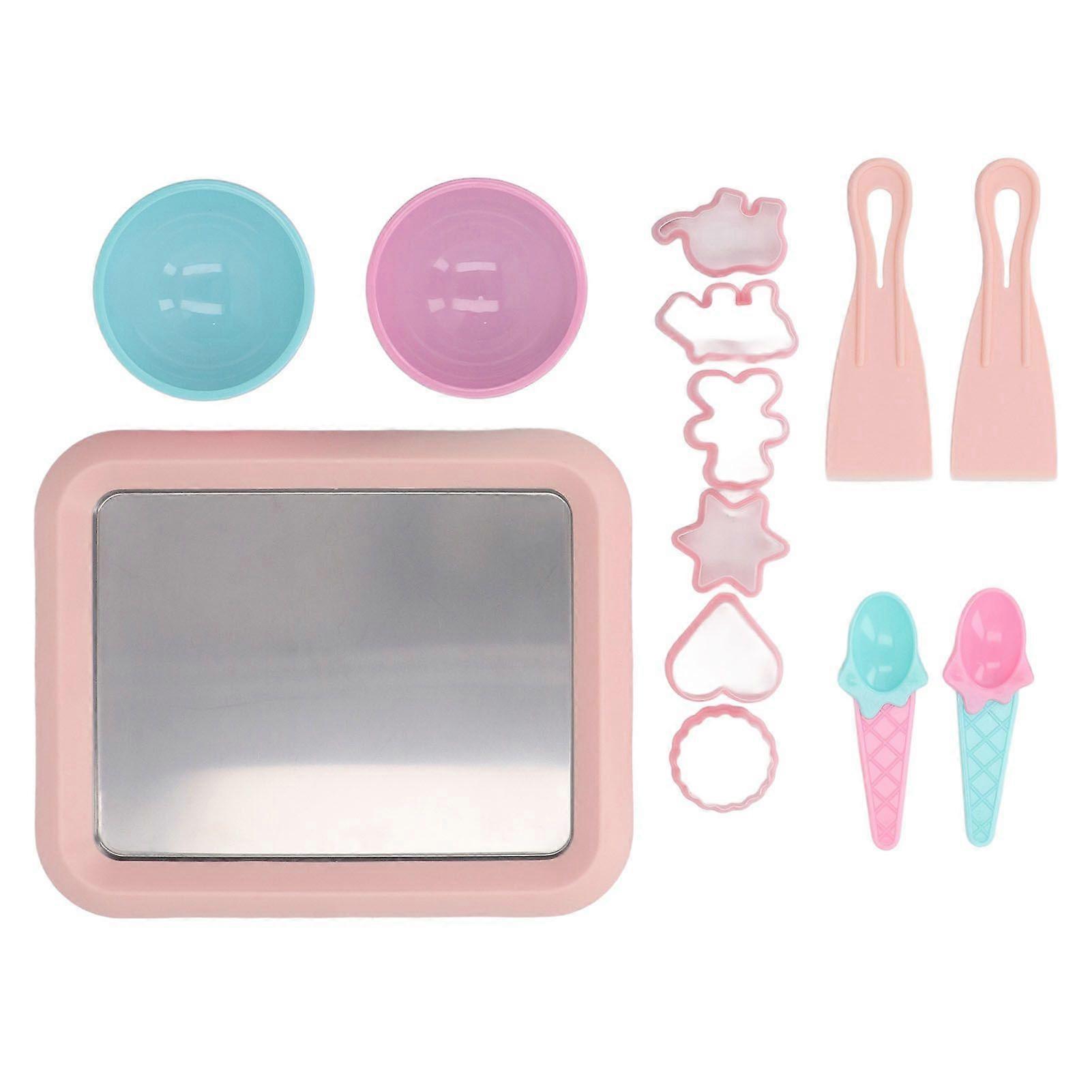 Rolled Ice Cream Maker with 2pcs Spatulas Family Hands On Activities 304 Stainless Steel Instant Ice Cream Roll Maker Machine for Smoothies