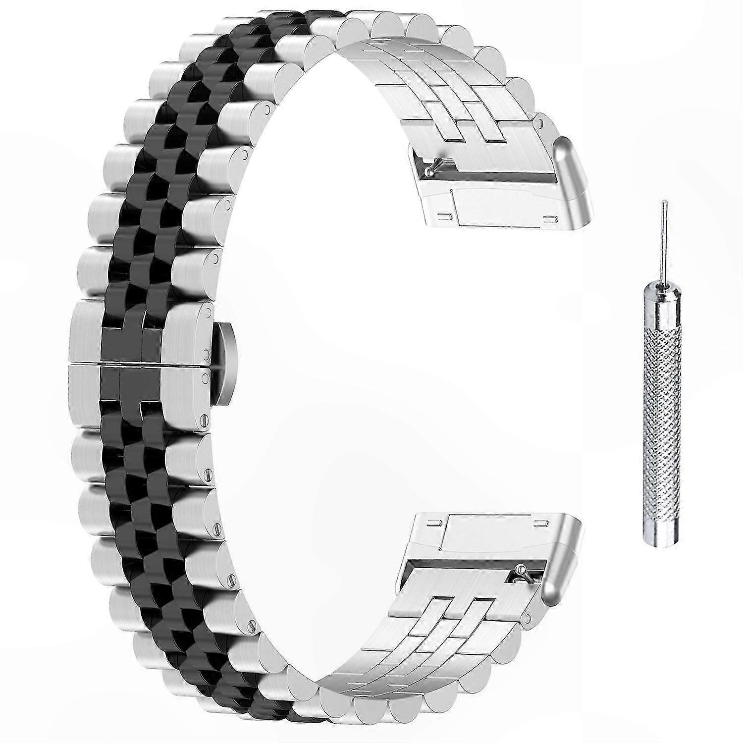 Stainless Steel Beaded Watch Strap for Fitbit Versa 3/Versa 4 with Tool