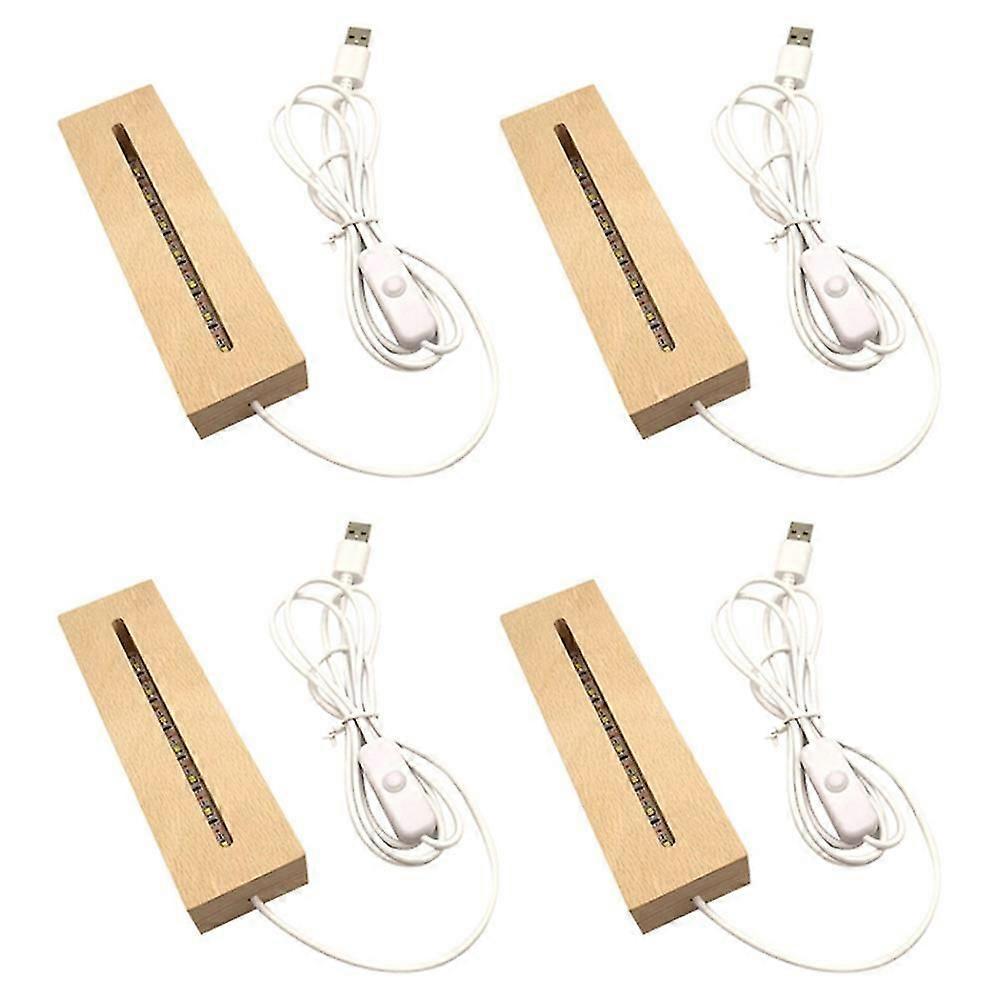 Base de lumière rectangulaire en bois, support de lampe de lumière sur pied de base d’affichage à LED en bois pour acrylique, cristal, veilleuse, art en résine