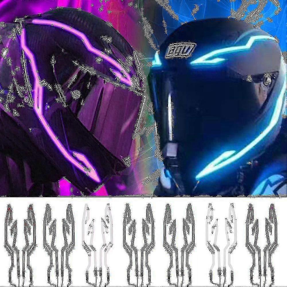 4つの点滅する警告灯防水オートバイバイクヘルメットLEDコールドライトストリップステッカーナイトライディングヘルメットキット