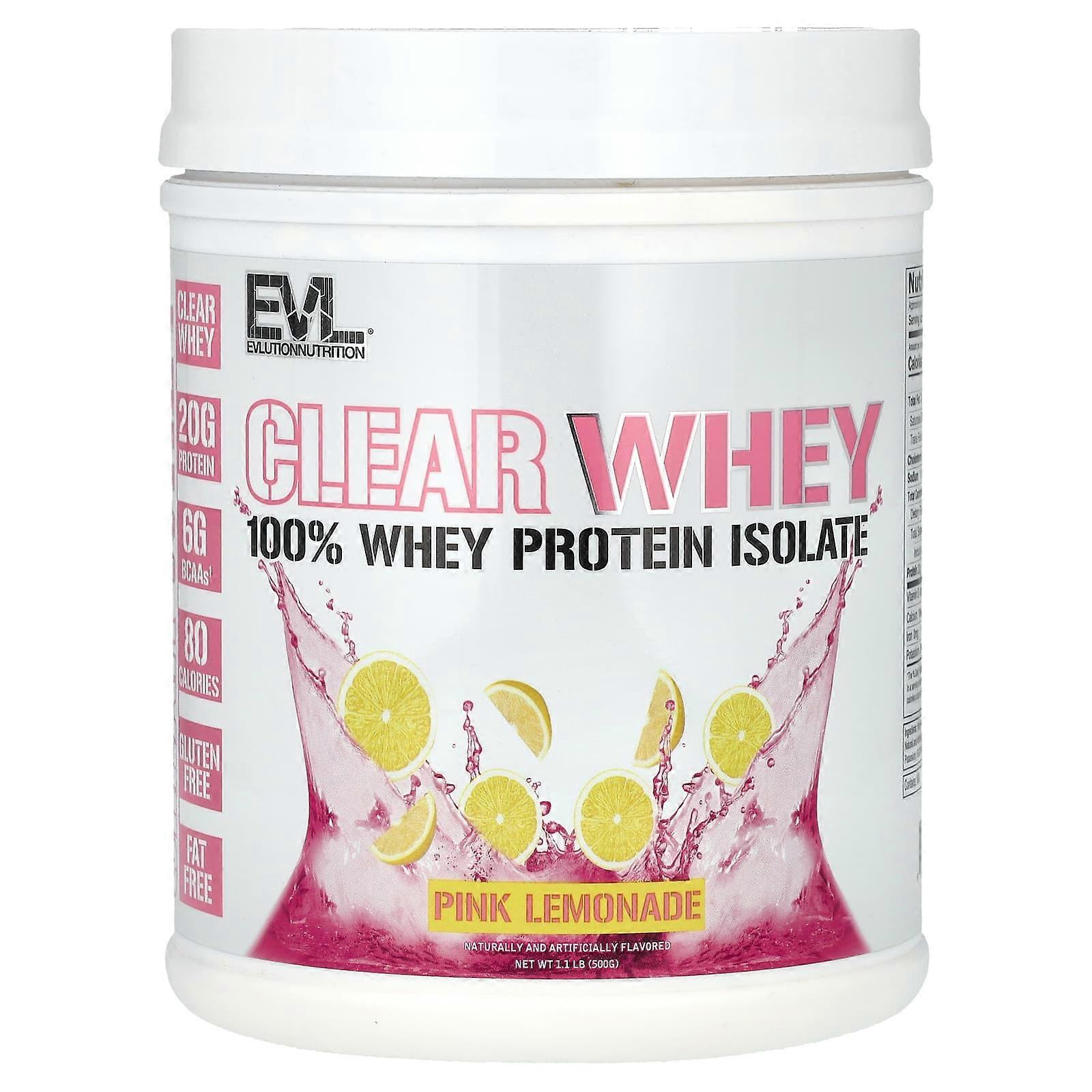 Clear Whey, 100% Whey Protein Isolate, Pink Lemonade, 1.1 lb (500 g)