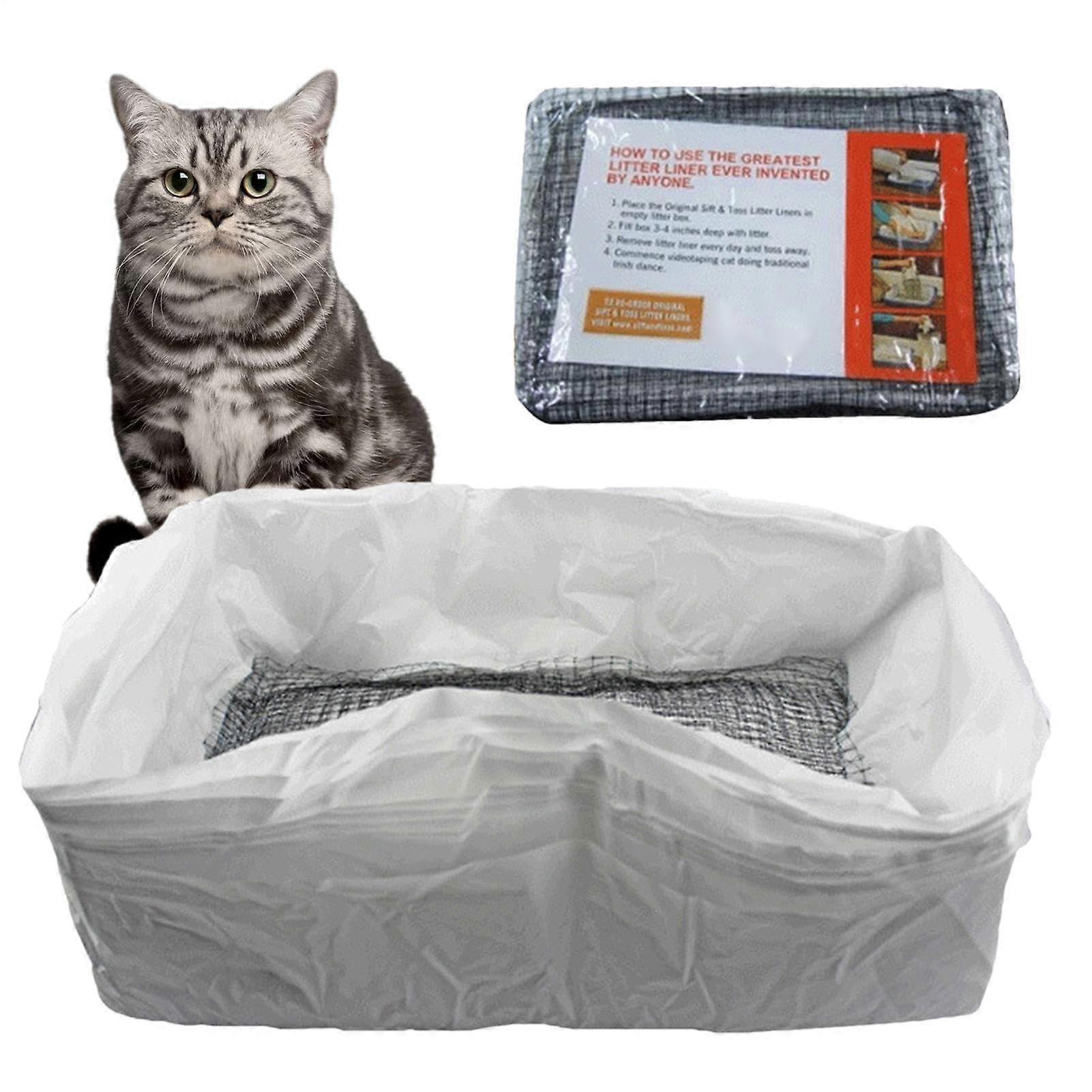 Litter Box Liners, Drawstring Cat Pan Liners, 18.5 x 14.17 x 6.69 In, Leakproof Tray Pads, Kitten Waste Management